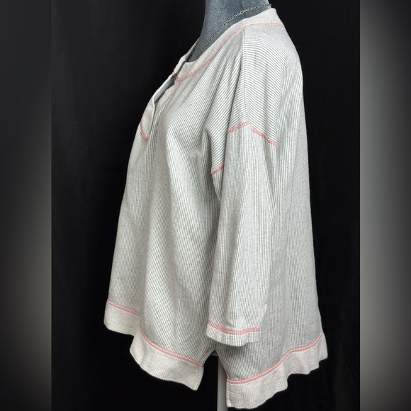 Liz Claiborne Striped Pullover Tunic Sweatshirt Pink Stitching Size L - Picture 2 of 6
